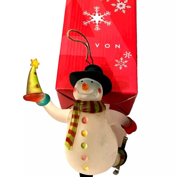 AVON Light Up Snowman Christmas Tree Ornament 5 1/2 Skating Color Changing 2005 - Picture 1 of 6